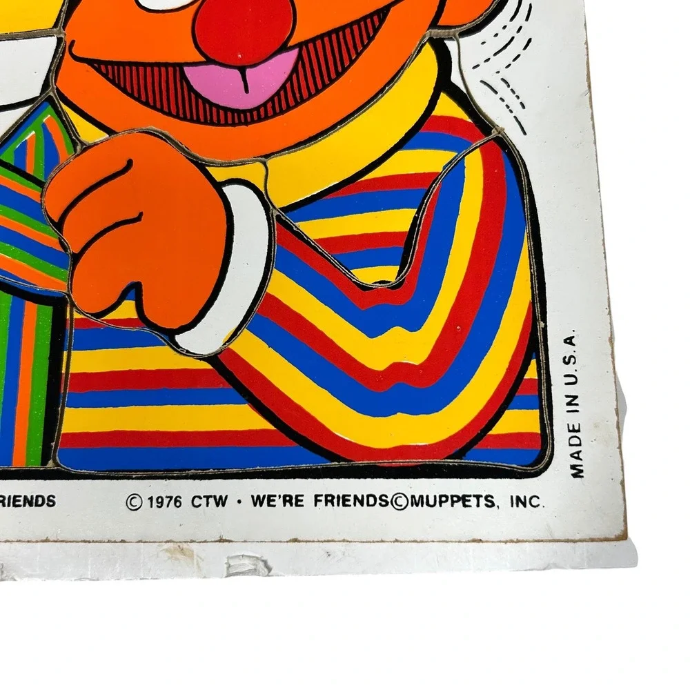 Vintage 1976 Playskool Sesame Street Bert and Ernie We're Friends Wooden Puzzle
